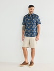 Kauri Trail Print Lawn Short Sleeve Shirt, Dark Blue product photo View 03 S