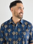 Kauri Trail Print Lawn Short Sleeve Shirt, Dark Blue product photo View 04 S
