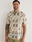 Kauri Trail Print Lawn Leaf Short Sleeve Shirt, Natural product photo