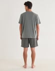 Mazzoni Short Sleeve Tee & Woven Stripe Short PJ Set, Forest Sage & Black product photo View 02 S