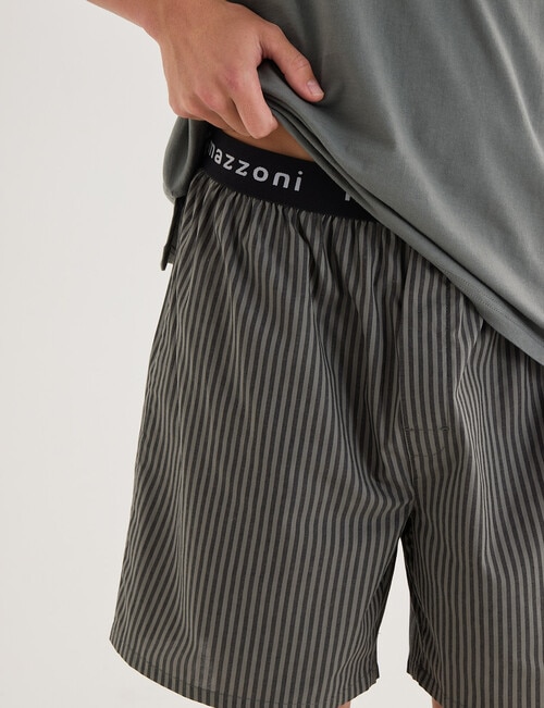 Mazzoni Short Sleeve Tee & Woven Stripe Short PJ Set, Forest Sage & Black product photo View 05 L