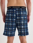 Mazzoni Blurred Check Print Knit Sleep Shorts, Blue & Black product photo View 02 S