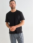Mazzoni Short Sleeve Tee & Woven Check Pant PJ Set, Teal, Dark Navy & Sand product photo