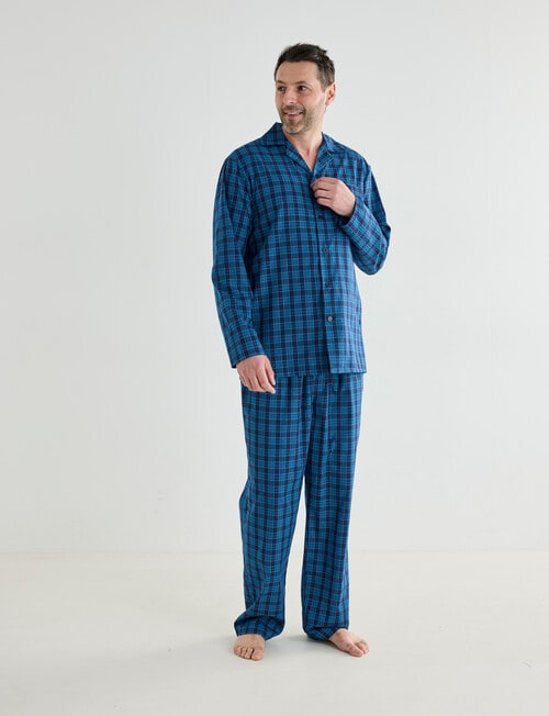 Chisel Check Woven Long PJ Set, Deep Navy & Blue product photo View 03 L