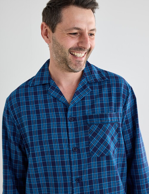 Chisel Check Woven Long PJ Set, Deep Navy & Blue product photo View 04 L