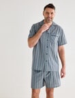Chisel Stripe Woven Short PJ Set, Navy, Teal & Sand product photo