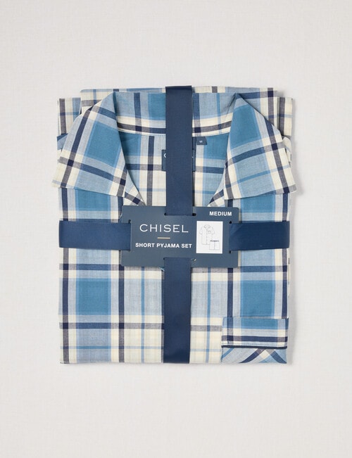 Chisel Woven Check Short PJ Set, Blue & Sand product photo View 04 L