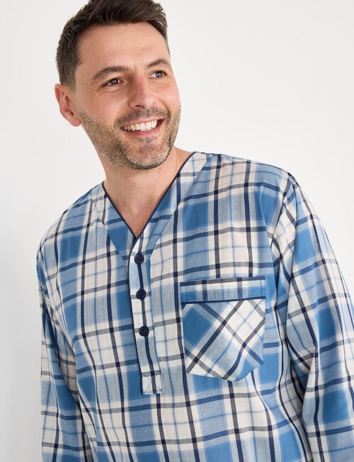 Chisel Check Woven Nightshirt, Blue & Sand product photo View 04 L