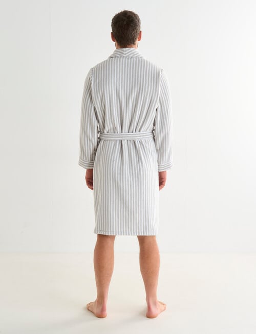 Mazzoni Stripe Cotton Towelling Robe, Sand & White product photo View 02 L