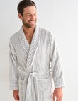 Mazzoni Stripe Cotton Towelling Robe, Sand & White product photo View 03 S