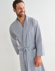 Mazzoni Woven Cotton Fine Striped Robe, Light Navy & White product photo