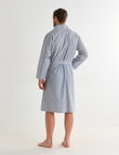 Mazzoni Woven Cotton Fine Striped Robe, Light Navy & White product photo View 02 S