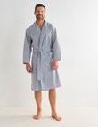 Mazzoni Woven Cotton Fine Striped Robe, Light Navy & White product photo View 03 S
