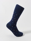 Mazzoni Rainbow Spot Comfort Top Bamboo-Blend Dress Sock, Navy product photo