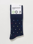 Mazzoni Rainbow Spot Comfort Top Bamboo-Blend Dress Sock, Navy product photo View 02 S