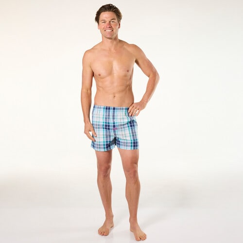 Mitch Dowd Checkers Cotton Stretch Boxer, Blue product photo View 04 L