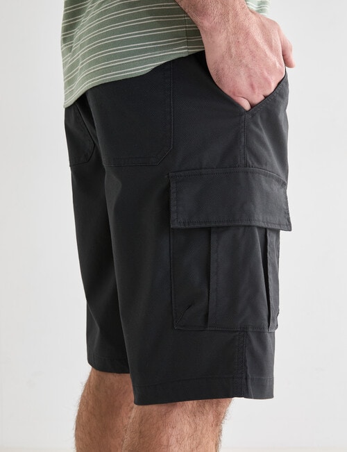 Chisel Elastic Waist Textured Cargo Short, Charcoal product photo View 04 L