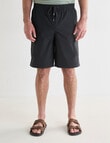 Chisel Elastic Waist Textured Cargo Short, Charcoal product photo View 05 S