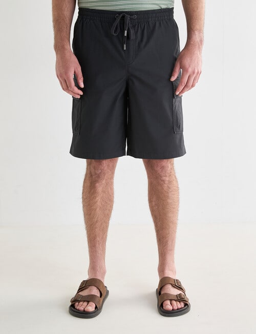Chisel Elastic Waist Textured Cargo Short, Charcoal product photo View 05 L