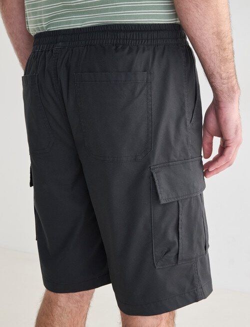 Chisel Elastic Waist Textured Cargo Short, Charcoal product photo View 06 L