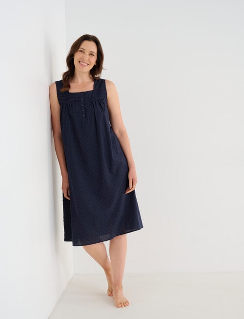 Ruby & Bloom Hailspot Sleeveless Nightie, Navy, 10-26 product photo