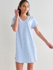 Zest Sleep Heart V Neck T-shirt Nightie, Pale Blue, 8-22 product photo