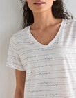 Zest Sleep Printed V Neck T-shirt Nightie, Ivory, 8-22 product photo View 04 S