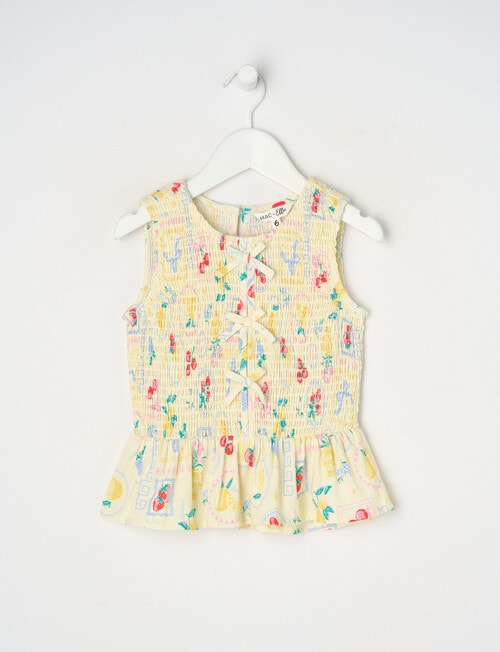 Mac & Ellie Amalfi Linen Blend Bow Top, Lemon product photo