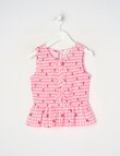 Mac & Ellie Gingham Strawberries Linen Blend Bow Top, Fuchsia product photo