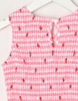 Mac & Ellie Gingham Strawberries Linen Blend Bow Top, Fuchsia product photo View 02 S