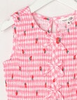 Mac & Ellie Gingham Strawberries Linen Blend Bow Top, Fuchsia product photo View 03 S