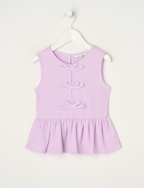 Mac & Ellie Amelie Peplum Bow Top, Lilac product photo