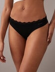 Calvin Klein Microfiber Lace Thong, 3-Pack, Black, Cedar & Attract product photo View 02 S