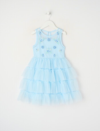 Mac & Ellie Party Collection Embroidered Frill Dress, Light Blue product photo