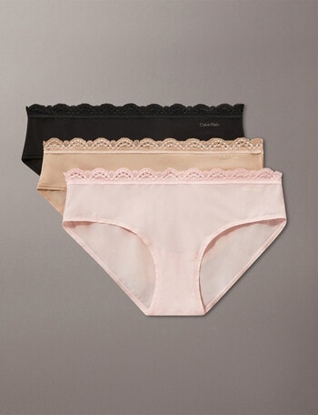 Calvin Klein Micro Fibre Lace Hipster Brief, 3-Pack, Black, Cedar & Attract product photo