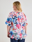 Studio Curve Linen Blend Frill Trim Top, Bold Floral product photo View 02 S