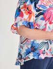 Studio Curve Linen Blend Frill Trim Top, Bold Floral product photo View 04 S