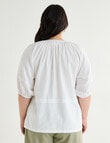 Studio Curve Linen Blend Pleat Front Blouse, White product photo View 02 S