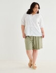 Studio Curve Linen Blend Pleat Front Blouse, White product photo View 03 S