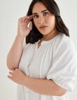 Studio Curve Linen Blend Pleat Front Blouse, White product photo View 04 S
