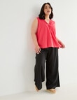Studio Curve Linen Blend Pleat Front Tank Top, Bright Coral product photo View 03 S