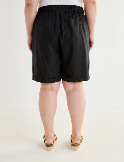 Studio Curve Linen Blend Shorts, Black product photo View 02 L