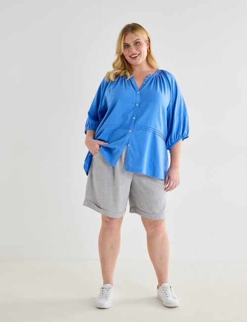 Studio Curve Linen Blend Shorts, Silver Birch product photo View 03 L