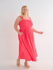 Studio Curve Linen Blend Ruched Bodice Dress, Bright Coral product photo View 04 S