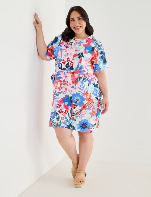 Studio Curve Linen Blend Pocket Front Dress, Bold Floral product photo