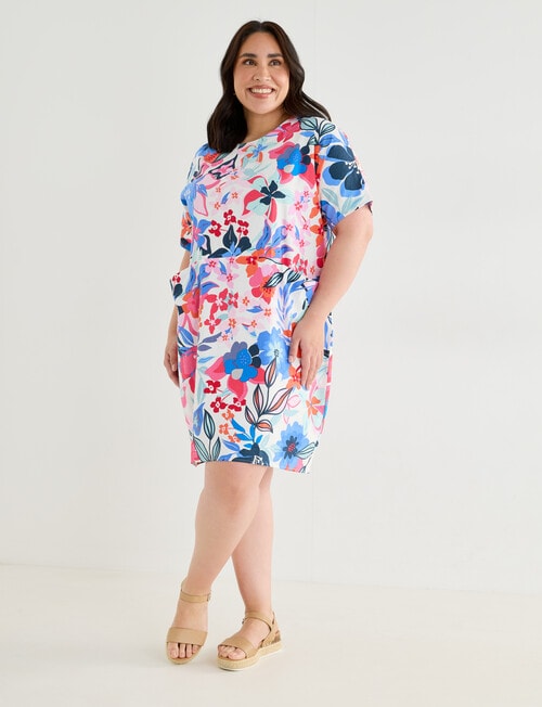 Studio Curve Linen Blend Pocket Front Dress, Bold Floral product photo View 03 L