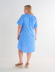 Studio Curve Linen Blend Notch Neck Dress, Periwinkle Spot product photo View 02 S