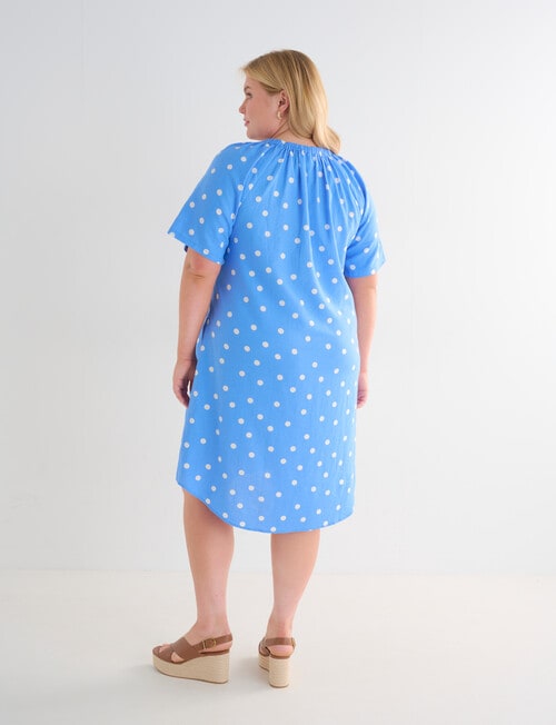 Studio Curve Linen Blend Notch Neck Dress, Periwinkle Spot product photo View 02 L