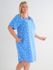 Studio Curve Linen Blend Notch Neck Dress, Periwinkle Spot product photo View 03 S