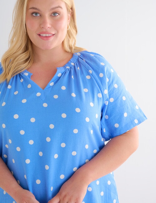 Studio Curve Linen Blend Notch Neck Dress, Periwinkle Spot - Dresses ...